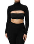 Dolce & Gabbana Black Viscose Turtle Neck Crop Pullover Top